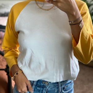 Vintage yellow and white baseball tee